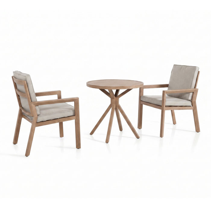 New York 3 Piece Aluminium Bistro Set - Wood Effect