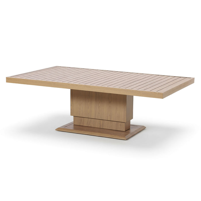 New York U-Shaped Aluminium Sofa Set with Rising Table - Wood Effect
