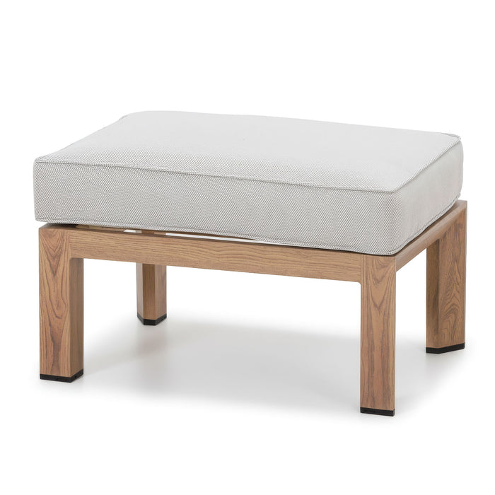 New York U-Shaped Aluminium Sofa Set with Rising Table - Wood Effect