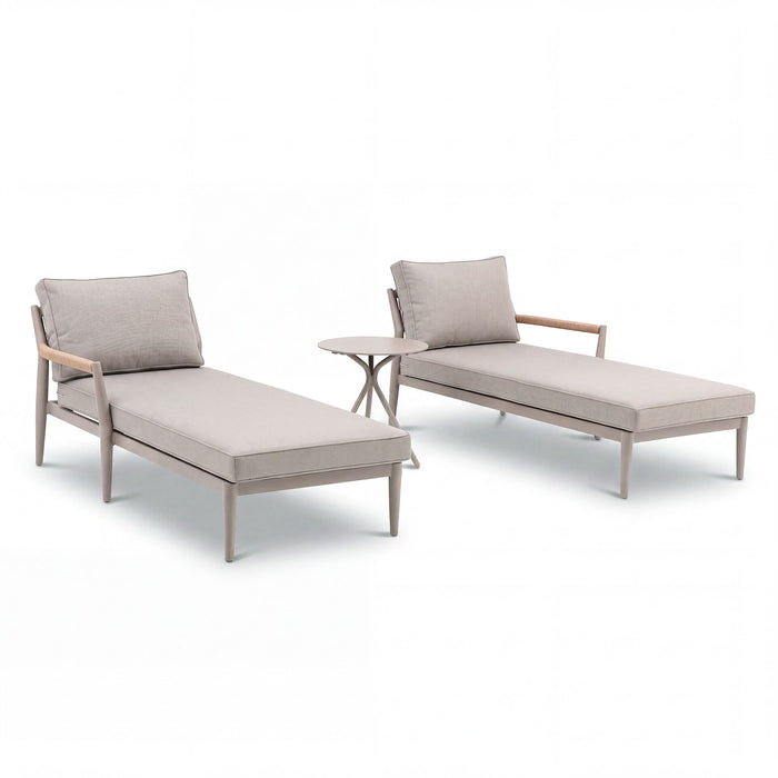 Cambridge Rattan Rope Double Sunlounger Set with Round Sintered Stone Coffee Table