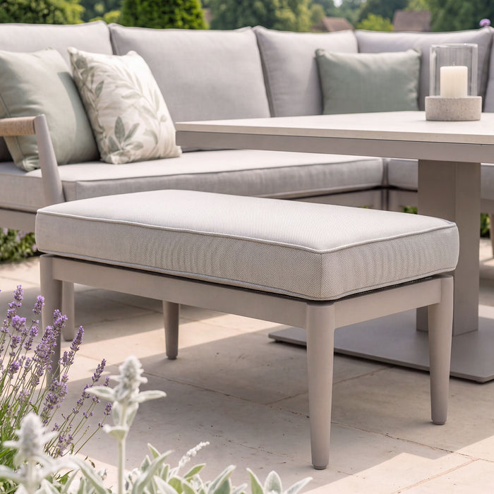 Cambridge Rattan Rope Corner Sofa Dining Set with Sintered Stone Rising Table & 2 Footstools