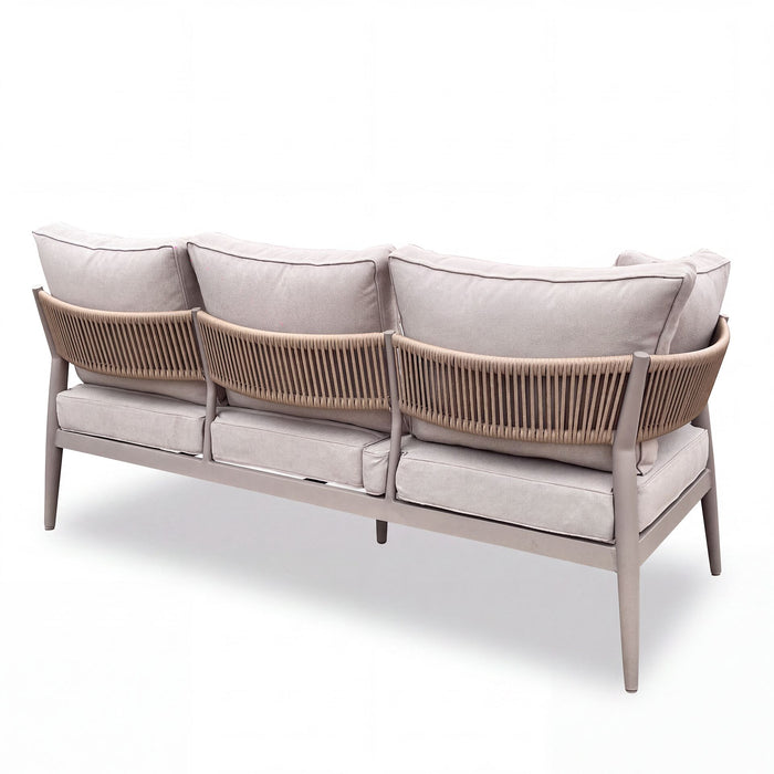 Cambridge Rattan Rope Corner Sofa Dining Set with Sintered Stone Rising Table & 2 Footstools