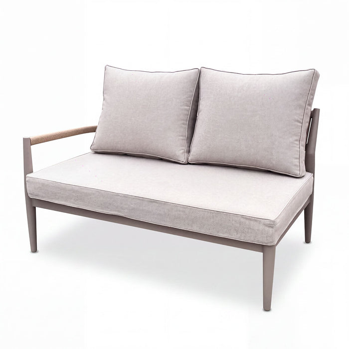 Cambridge Rattan Rope Corner Sofa Dining Set with Sintered Stone Rising Table & 2 Footstools