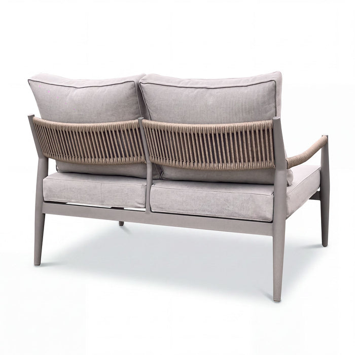 Cambridge Rattan Rope Corner Sofa Dining Set with Sintered Stone Rising Table & 2 Footstools