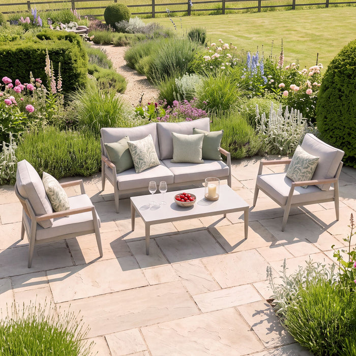 Cambridge Rattan Rope 2 Seat Sofa Set with 2 Armchairs & Sintered Stone Coffee Table