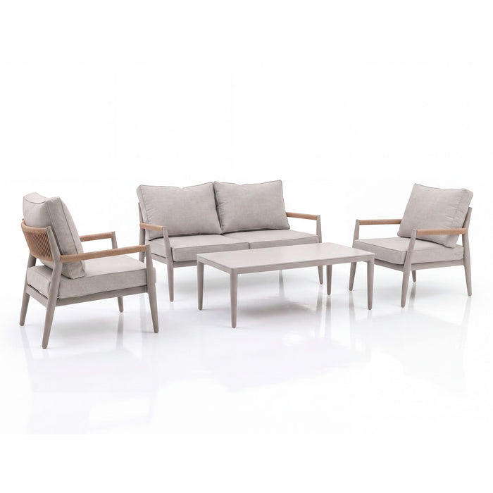 Cambridge Rattan Rope 2 Seat Sofa Set with 2 Armchairs & Sintered Stone Coffee Table