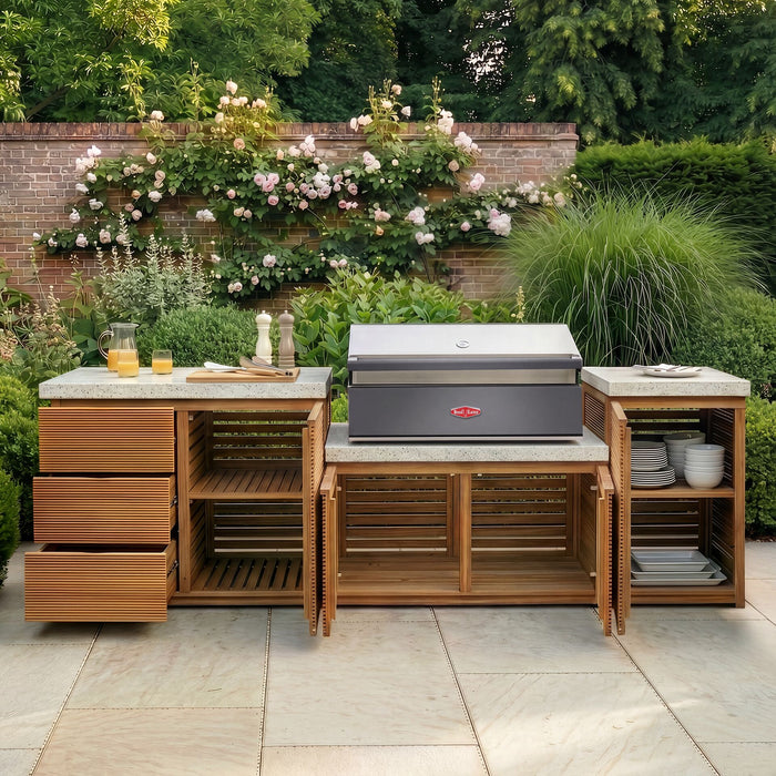 Antigua Outdoor Kitchen Storage Units with Beefeater 1700 Series BBQ - Medium Configuration