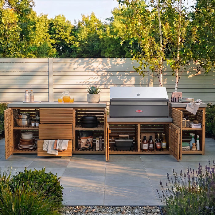 Bali Outdoor Kitchen Storage Units with Beefeater 1700 Series BBQ - Large Configuration