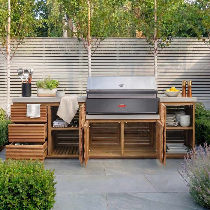 Bali Outdoor Kitchen Storage Units with Beefeater 1700 Series BBQ - Medium Configuration