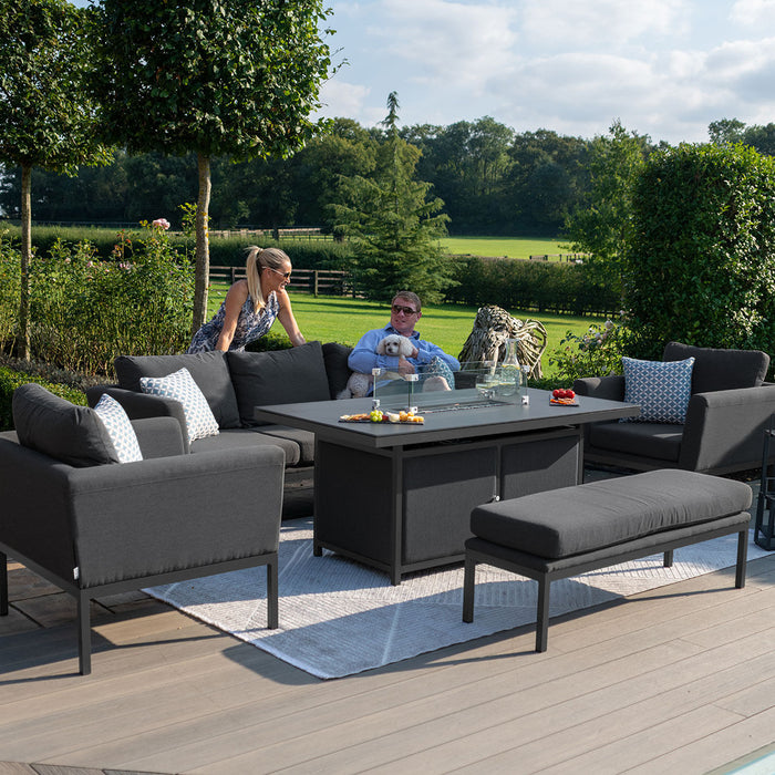 Outdoor Fabric Pulse 3 Seat Sofa Set with Fire Pit Table