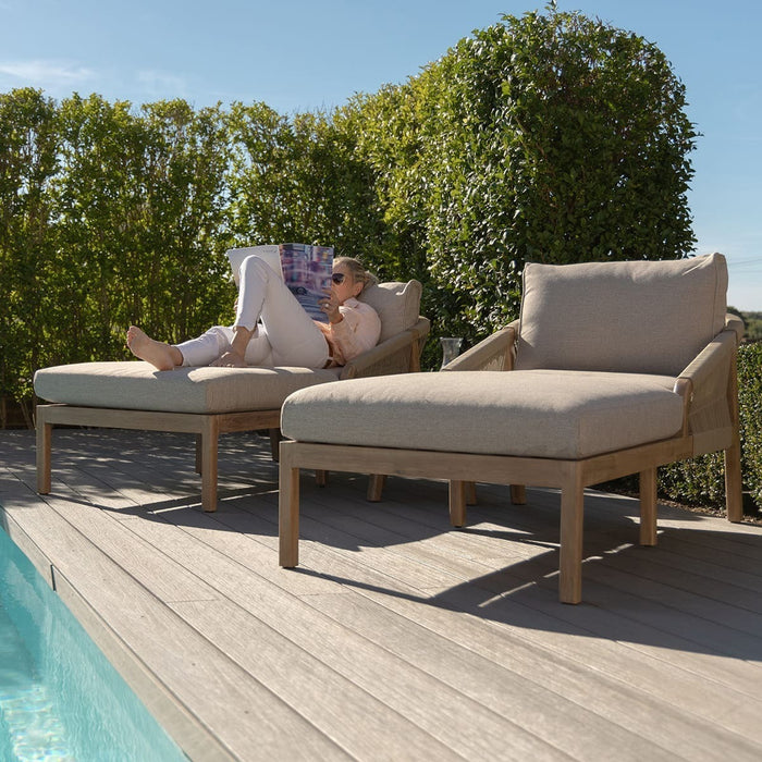 Martinique Rope Weave Double Sunlounger Set with Round Coffee Table