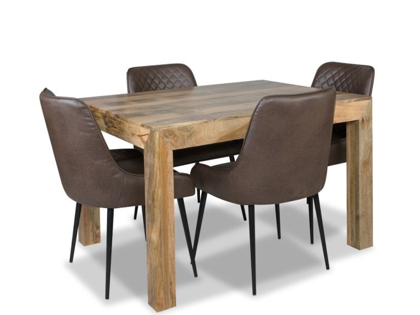 Light Dakota 120cm Dining Table & 4 Henley Faux Leather Chairs 4 Colours - In Stock