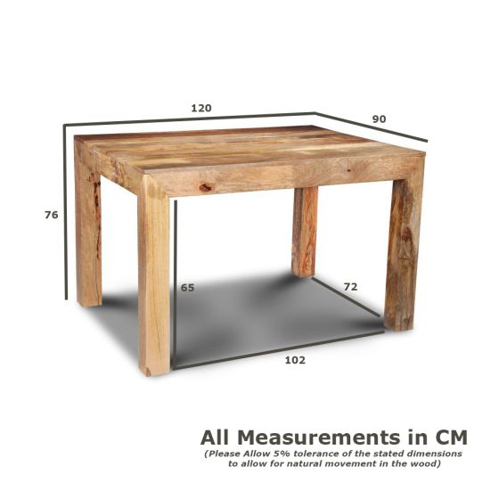 Acre & Artisan Light Solid Wood 120Cm Dining Table 347