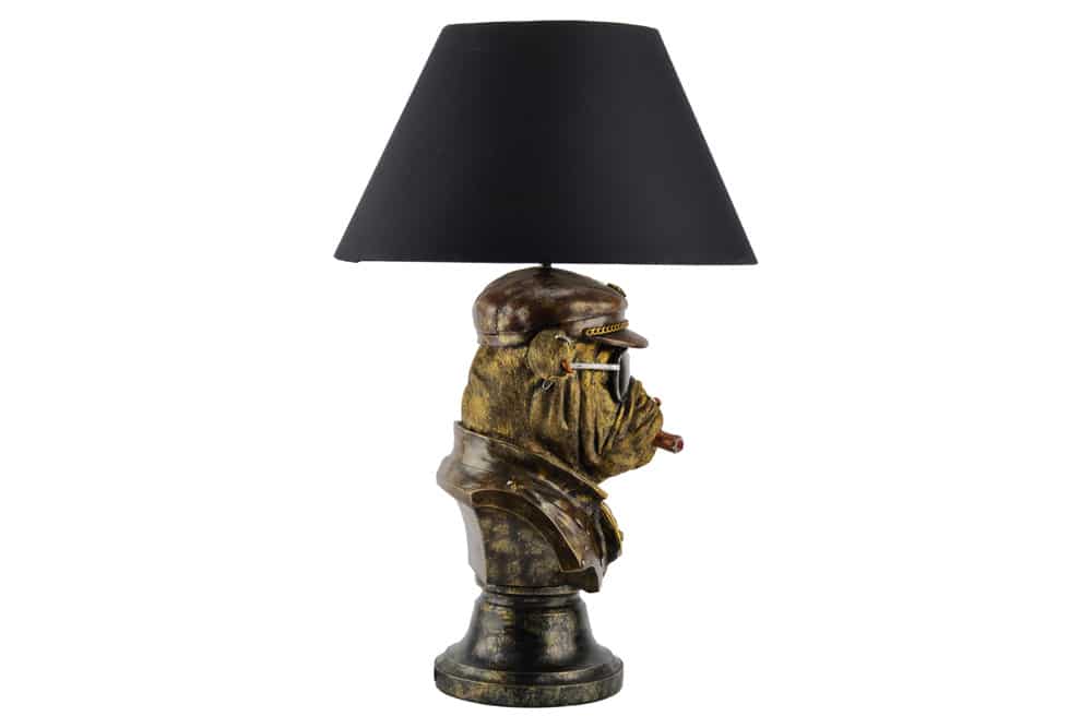 Table Lamp Bulldog 55cm Polyresin Brass