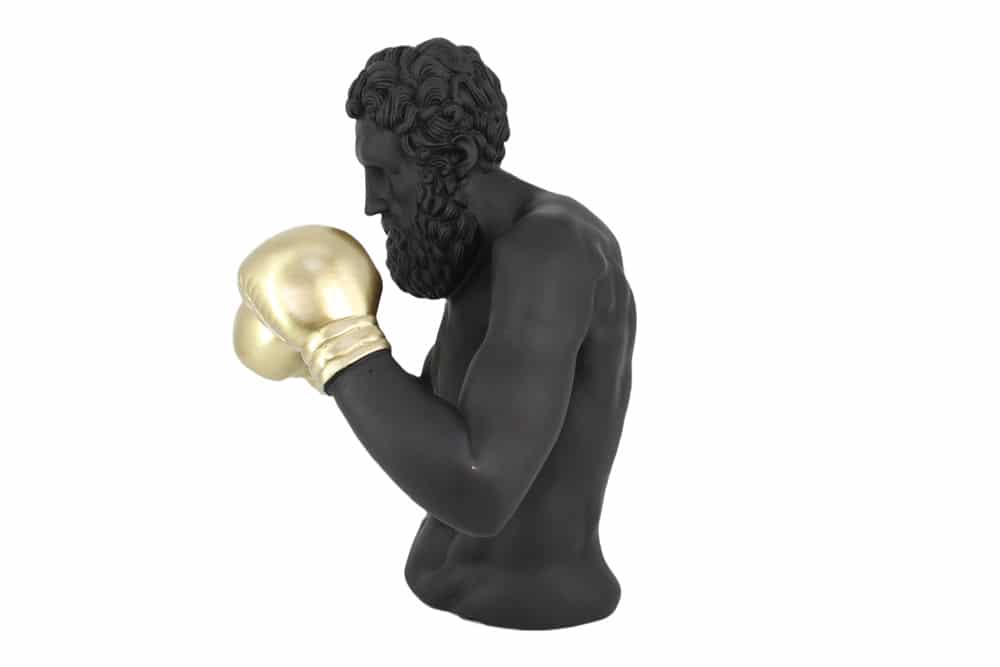 Decoration Figurine Boxer 48cm Polyresin Black Gold