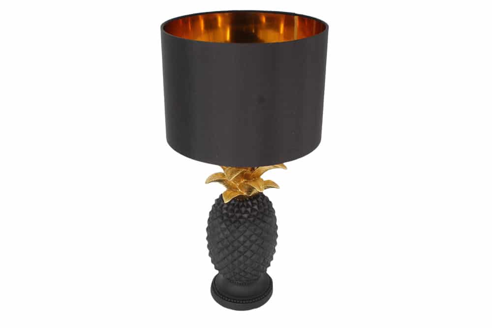 Table Lamp Pineapple 47cm Polyresin Gold Black