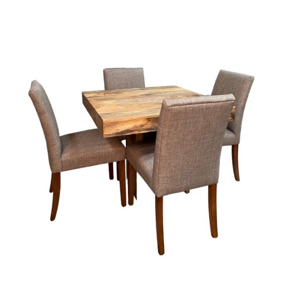 Acre & Artisan Light Solid Wood 90Cm Cube Dining Table 4 Milan Dining Chairs
