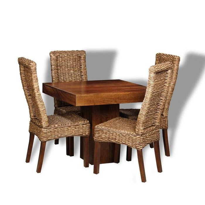 Dakota 90cm Cube Dining Table & 4 Rattan Chairs 2 Styles - In Stock