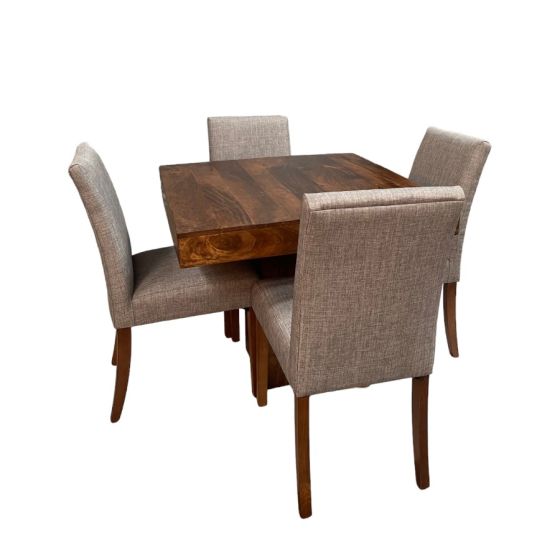 Acre & Artisan Solid Wood 90Cm Cube Dining Table 4 Milan Dining Chairs