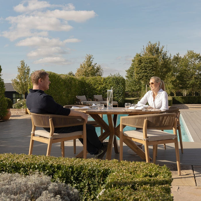Porto Rope Weave 4 Seat Round Dining Set