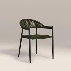 Seren Stackable Garden Dining Chair | Olive Green & Black