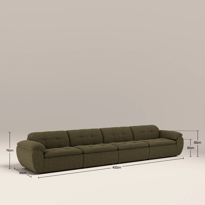 Bamba 4 Seater Sofa | Olive Green Velvet Chenille