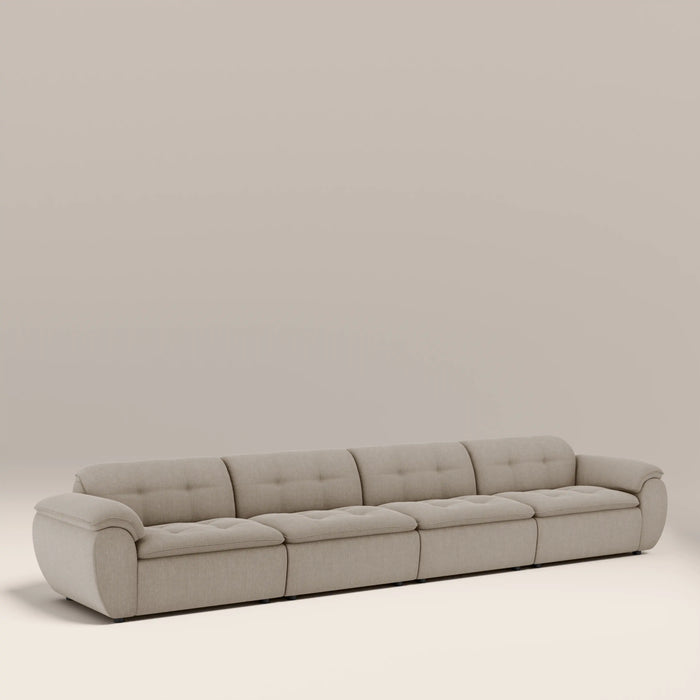 Bamba 4 Seater Sofa | Pebble Grey Velvet Chenille