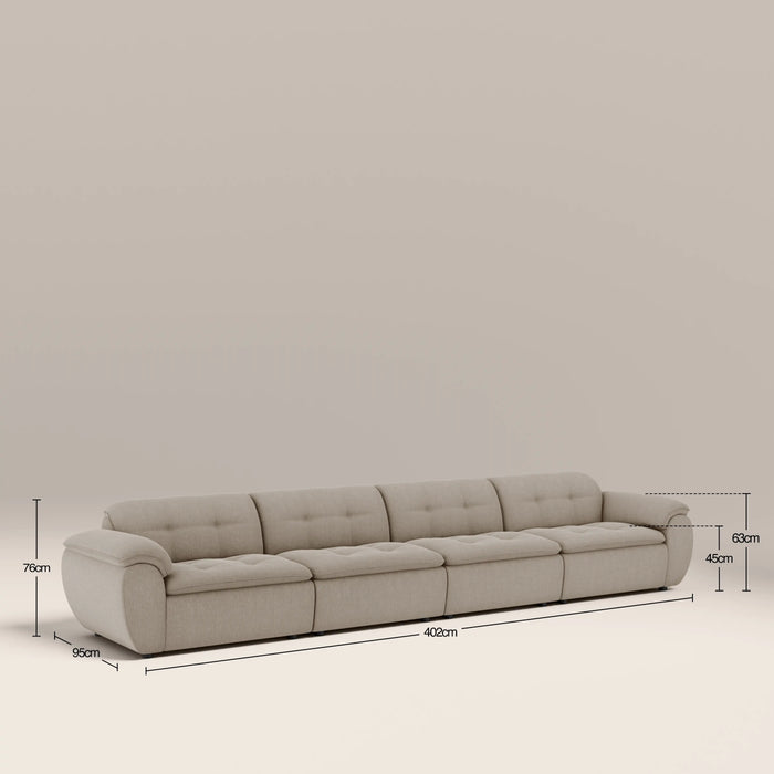 Bamba 4 Seater Sofa | Pebble Grey Velvet Chenille