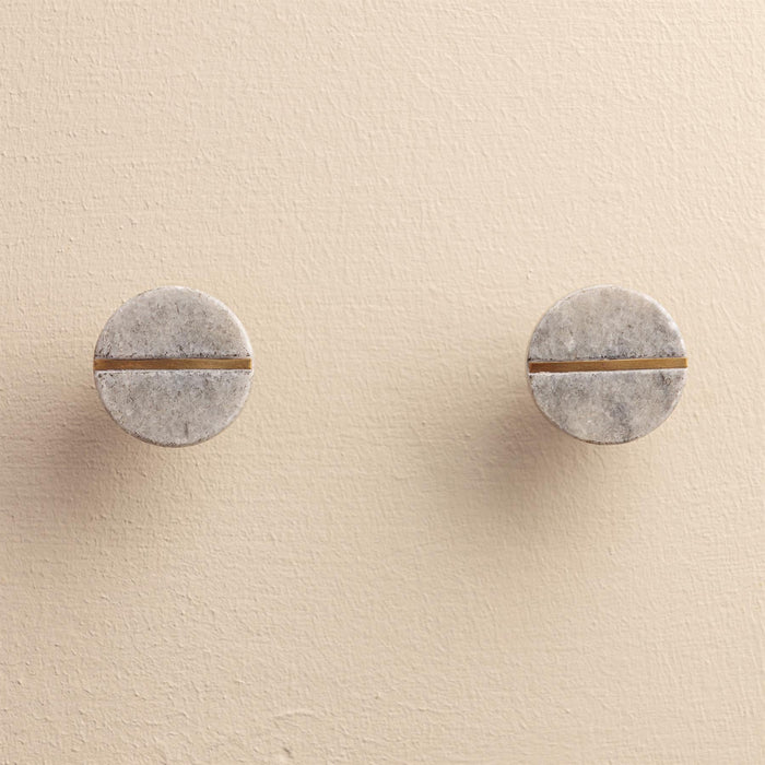 Nyra Blue Stone Brass Oval Drawer Knobs
