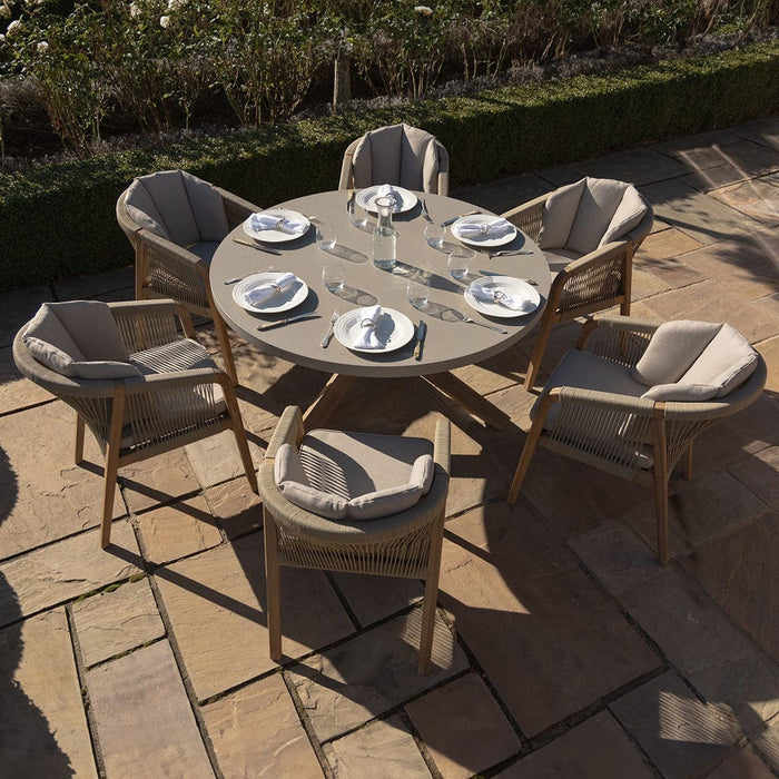 Martinique Rope Weave 6 Seat Round Dining Set