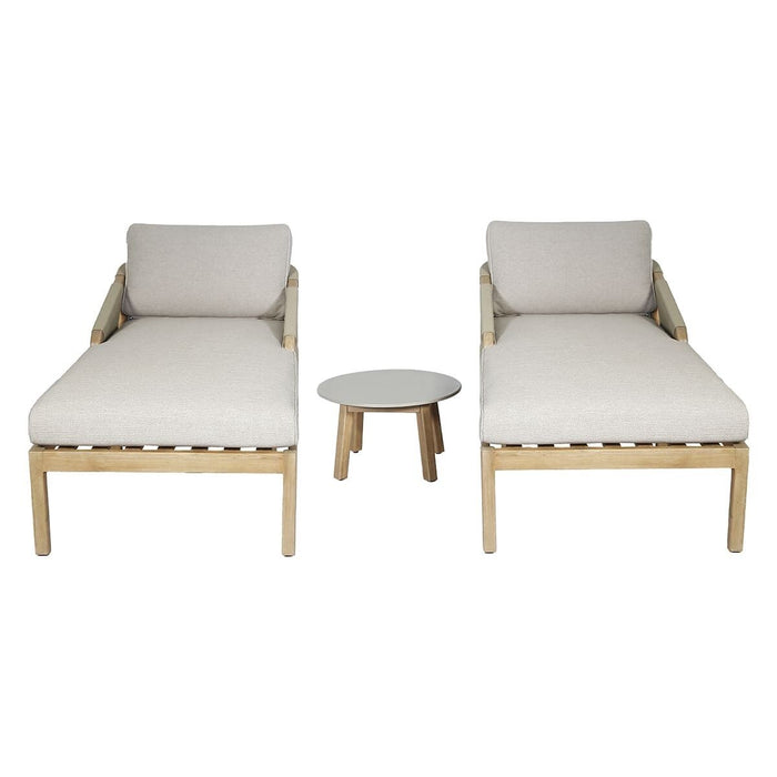 Martinique Rope Weave Double Sunlounger Set with Round Coffee Table