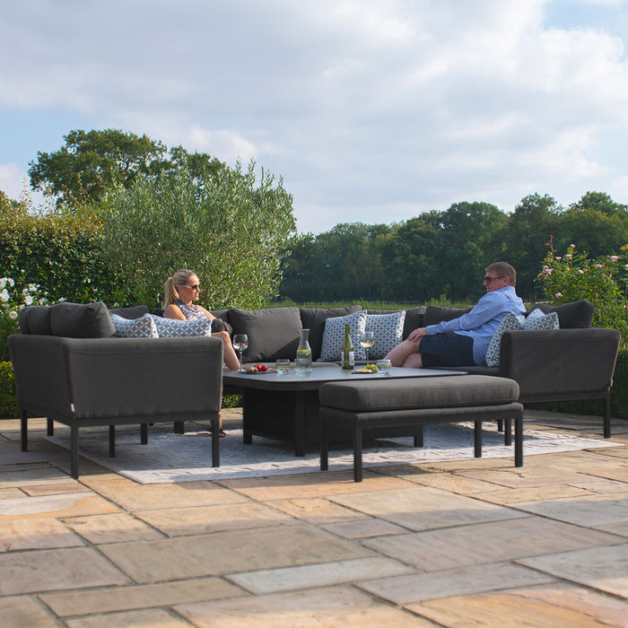 Outdoor Fabric Pulse U Shape Corner Dining Set with Rising Table - Charcoal