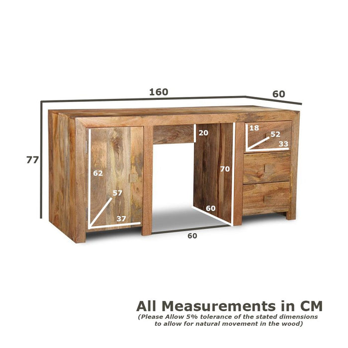 Dakota Mango Wood 160cm Office Desk - In Stock