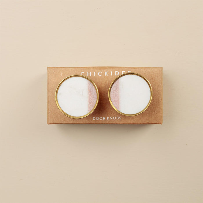 Sarika White Stone Brass Drawer Knobs