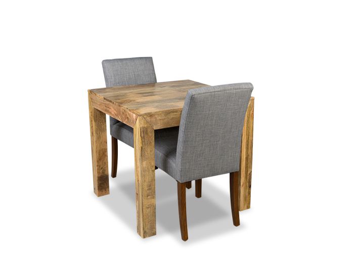 Acre & Artisan Light Mango Wood 80Cm Dining Table 2 Milan Fabric Chair