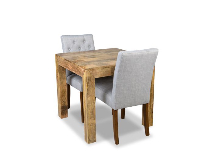 Acre & Artisan Light Solid Wood 80Cm Dining Table 2 Milan Button Fabric Chair