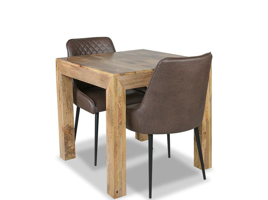 Light Dakota 80cm Dining Table & 2 Henley Faux Leather Chairs 4 Colours - in Stock
