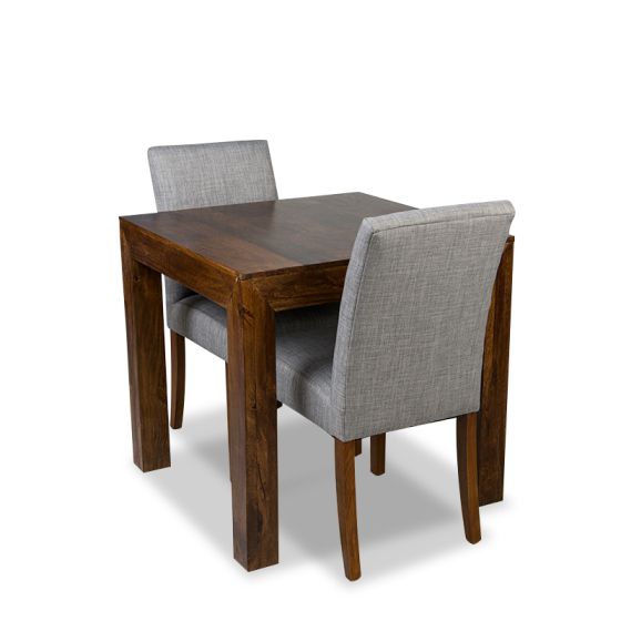 Acre & Artisan Extra Small Solid Wood Dining Table 2 Milan Fabric Chair (80cm)