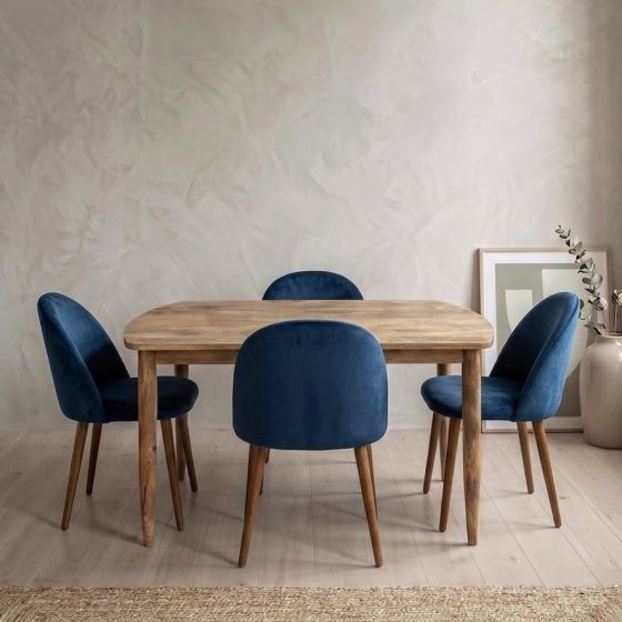 Acre & Artisan Scandi Mango 130Cm Dining Table 4 Zena Dining Chairs