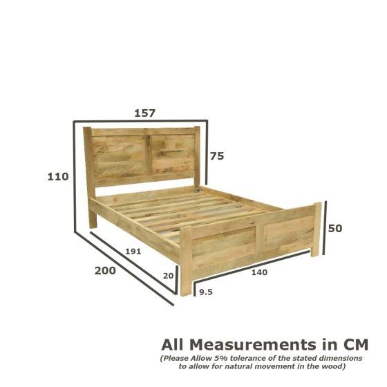 Oak Stain Dakota Mango Wood 5ft Bed King Size - In Stock
