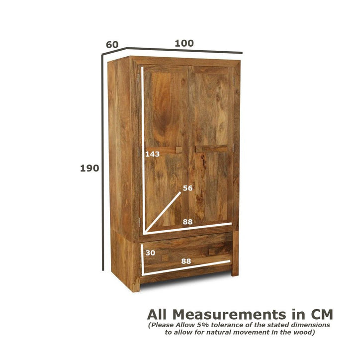 Dakota Mango Wood Double Wardrobe - Due 15th November