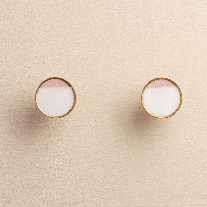 Sarika White Stone Brass Drawer Knobs