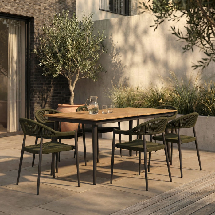 Lorenzo 6 Seat Rectangle Garden Dining Table | Oak & Black