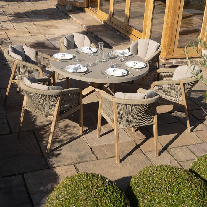 Martinique Rope Weave 6 Seat Round Dining Set