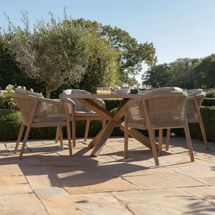Martinique Rope Weave 4 Seat Round Dining Set