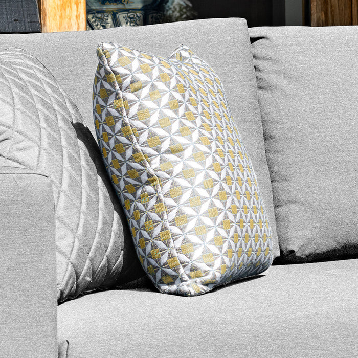 Pair of Outdoor Fabric Scatter Cushion 43x43cm - Mosaic Yellow