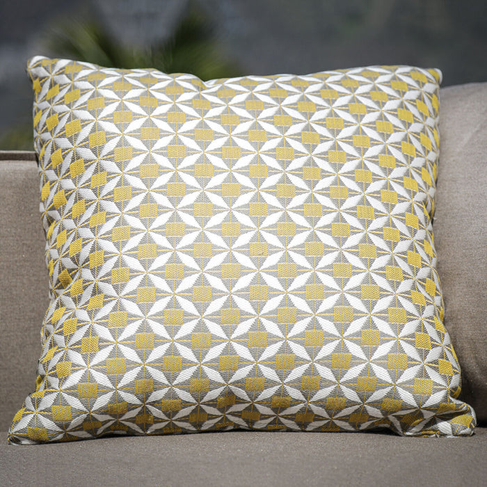 Pair of Outdoor Fabric Scatter Cushion 43x43cm - Mosaic Yellow