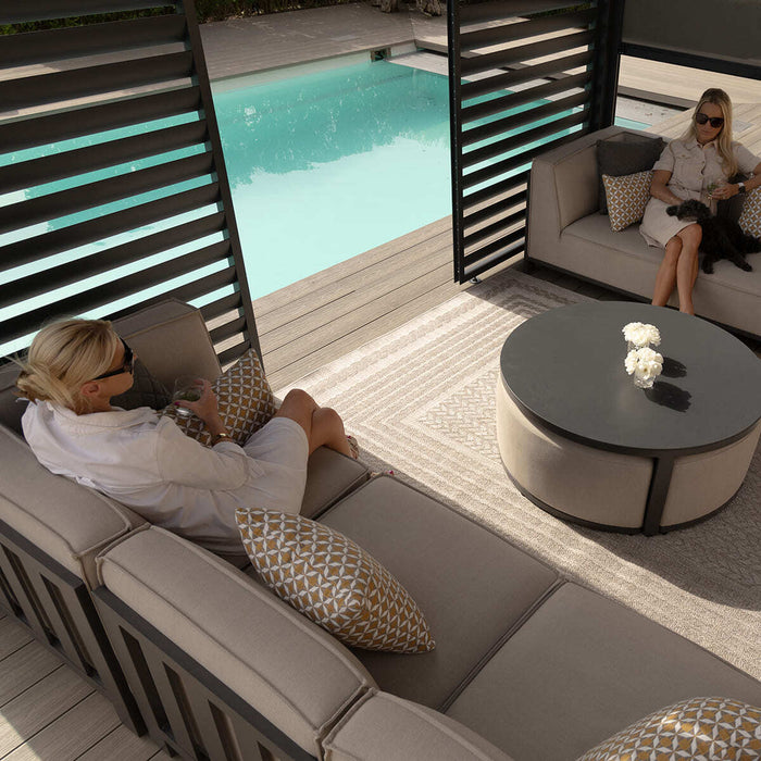Eden 3mx4m Aluminium Metal Outdoor Garden Pergola with LED Lights & Motorised Roof Customise with Blinds or Louvres