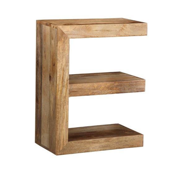 Acre & Artisan Light Solid Wood E Shaped Side Table
