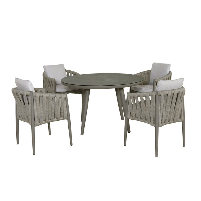 Milan Rope Weave 4 Seat Round Dining Set